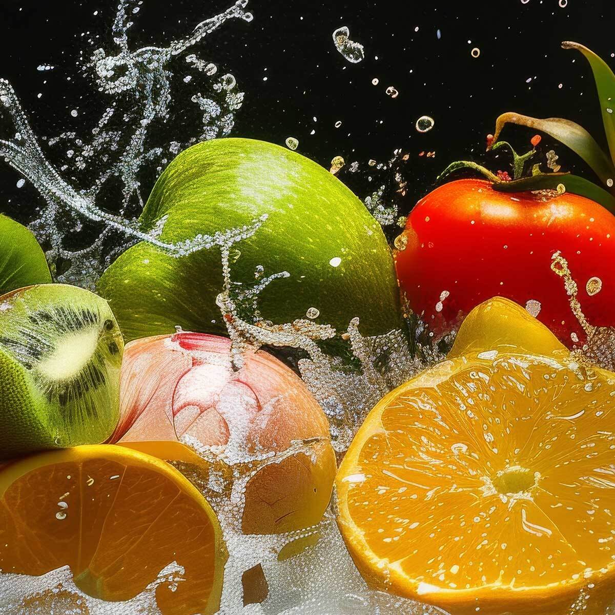 Tableau éclat fruité sur fond noir Toile imprimée