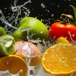 Tableau éclat fruité sur fond noir Toile imprimée