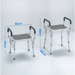 Taburete de Ducha Silla Ducha Personas Mayores con Altura Regulable Silla para Ducha de Aluminio Antideslizante Carga 150 kg para Ancianos y Discapacitados