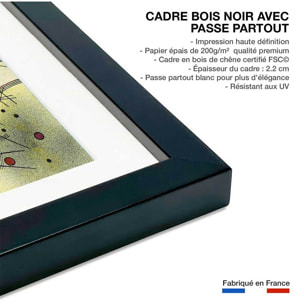 Affiche Clear Connection par Wassily Kandinsky Affiche + cadre en bois - Noir