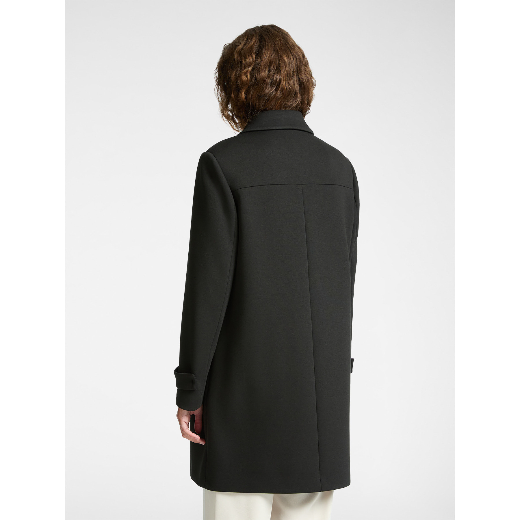 Elena Mirò - Abrigo de tejido scuba con cuello - Negro