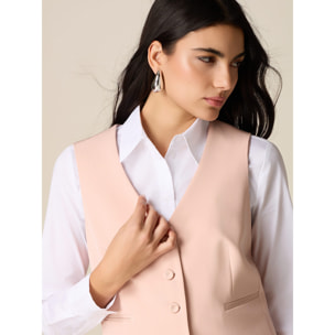 Oltre - Chaleco sastre con bolsillos de vivo - Rosa