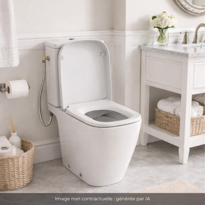 WC à poser sans bride sortie horizontale I.Life S avec abattant frein de chute