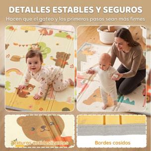 Alfombra de Juego Bebé, Plegable y Reversible, 200x150 cm, Alfombra Educativa Antideslizante e Impermeable, Diseño Árbol y Bosque, para Gateo, Jugar y Aprendizaje, para Salón y Dormitorio