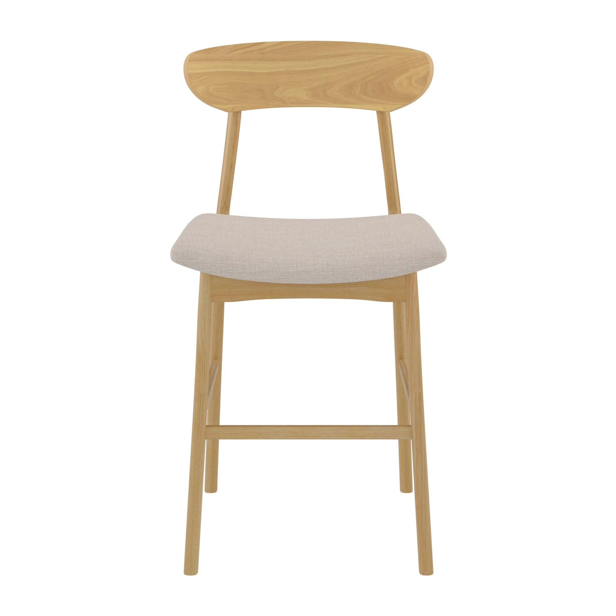 Lot de 2 chaises pour îlot central 66 cm en tissu beige et bois - Lana