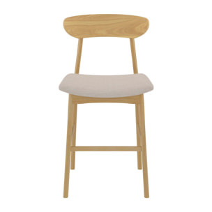 Lot de 2 chaises pour îlot central 66 cm en tissu beige et bois - Lana