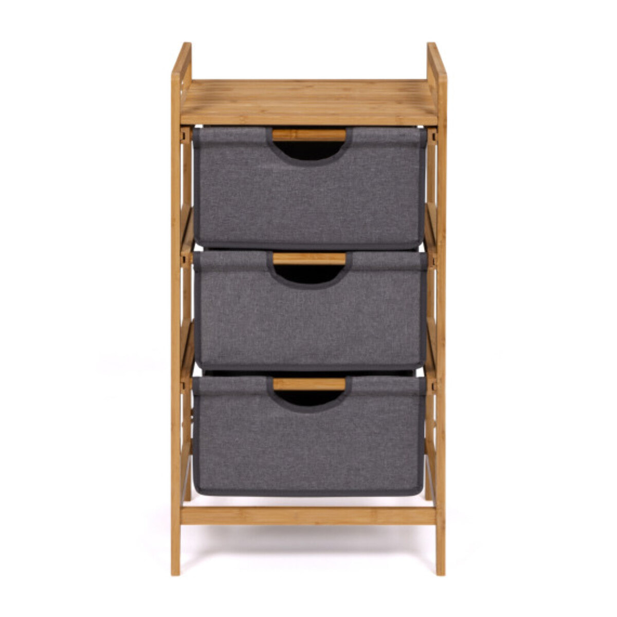 Meuble multi rangements Maya 3 tiroirs en bois et tissu