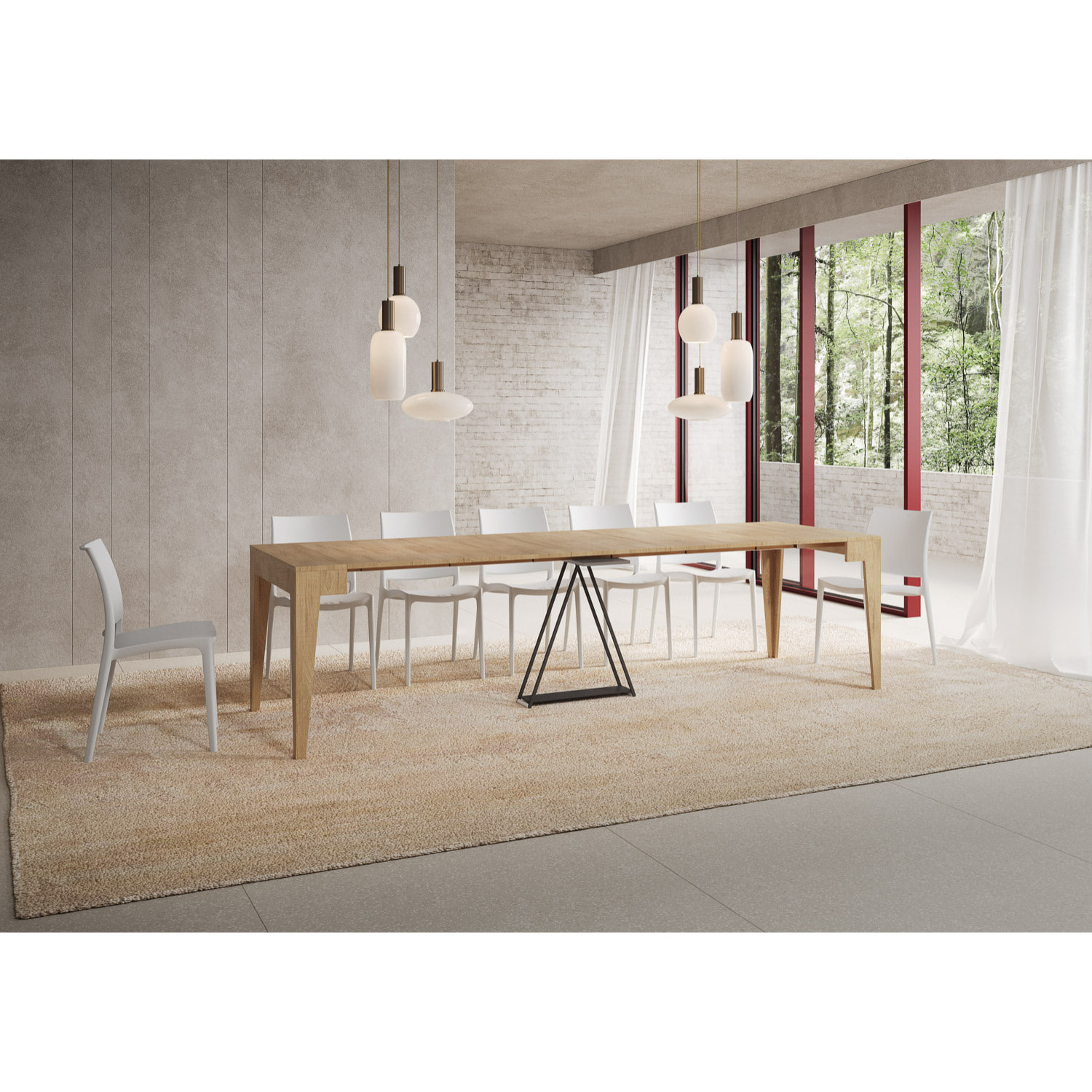 Console extensible 90x42/302 cm Zima chêne nature