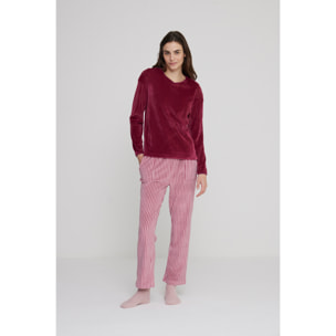 Completo loungewear donna lisette in ciniglia felpata collo a V Noidinotte