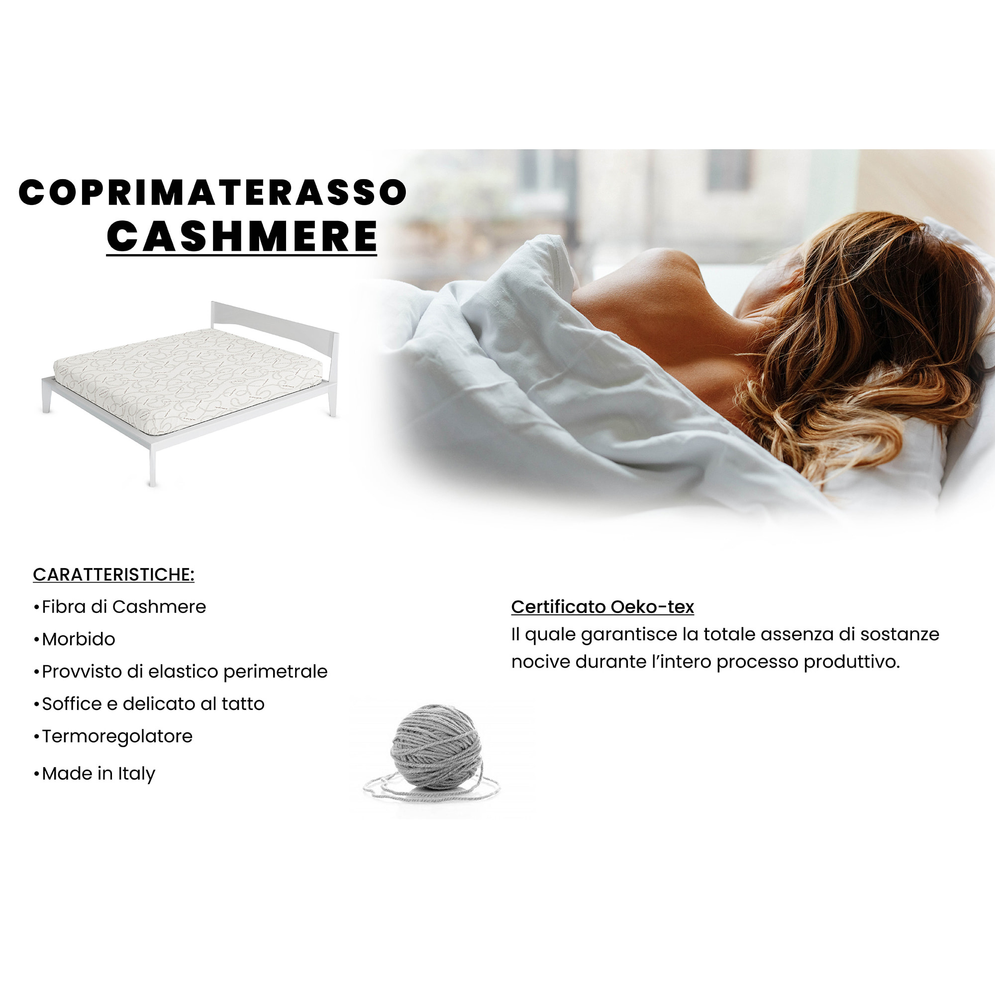 COPRIMATERASSO CASHMERE MADE IN ITALY- MATRIMONIALE