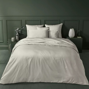 Housse de couette satin de coton uni beige Ava uni lin