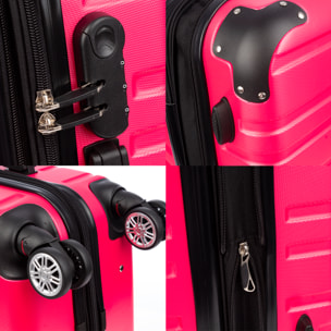 Set di 3 valigie Trolley espandibili, in materiale leggero ABS ad alta resistenza. Chiusura numerica, 4 ruote doppie girevoli a 360°.