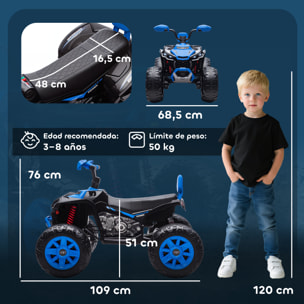 Quad Eléctrico para Niños 24V, Quad para Niños de 3-8 Años de 2 Plazas, con 2 Motores, Velocidad hasta 6,5â€¯km/h, Ruedas con Suspensión, Faros, Bocina, Música, USB, Azul