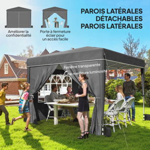 Tonnelle barnum pliable pop-up 3 x 3 m sacs de lestage et transport inclus gris