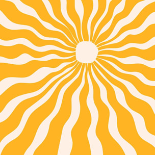 Affiche encadrée soleil graphique jaune rétro Affiche + cadre en métal - Noir