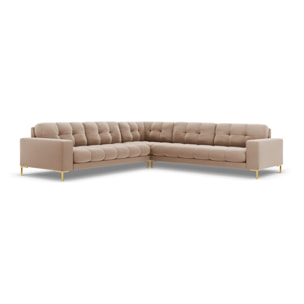 Canapé d'angle symétrique "Bali" 6 places en velours beige