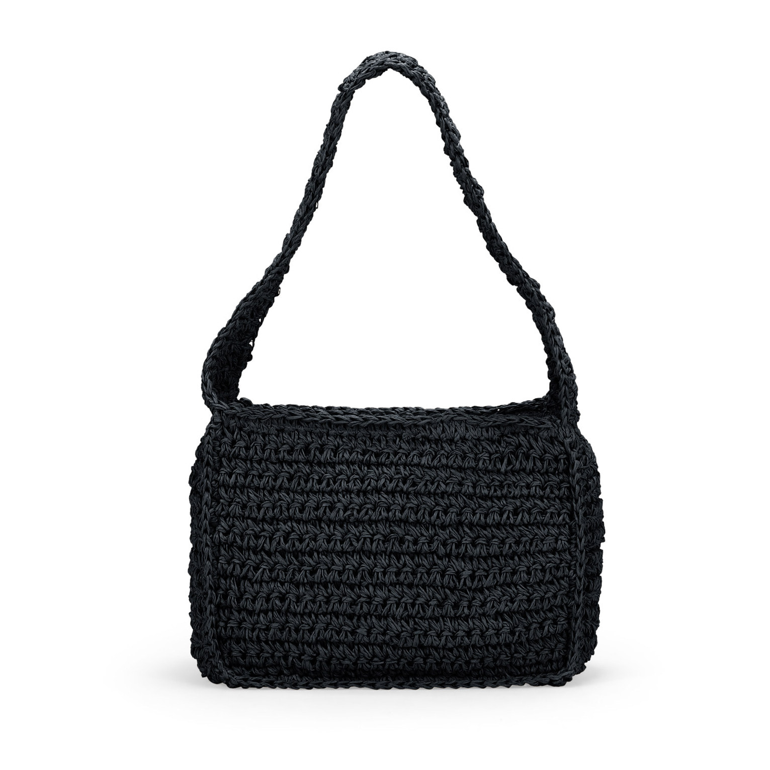 Bolso de hombro negro en rafia