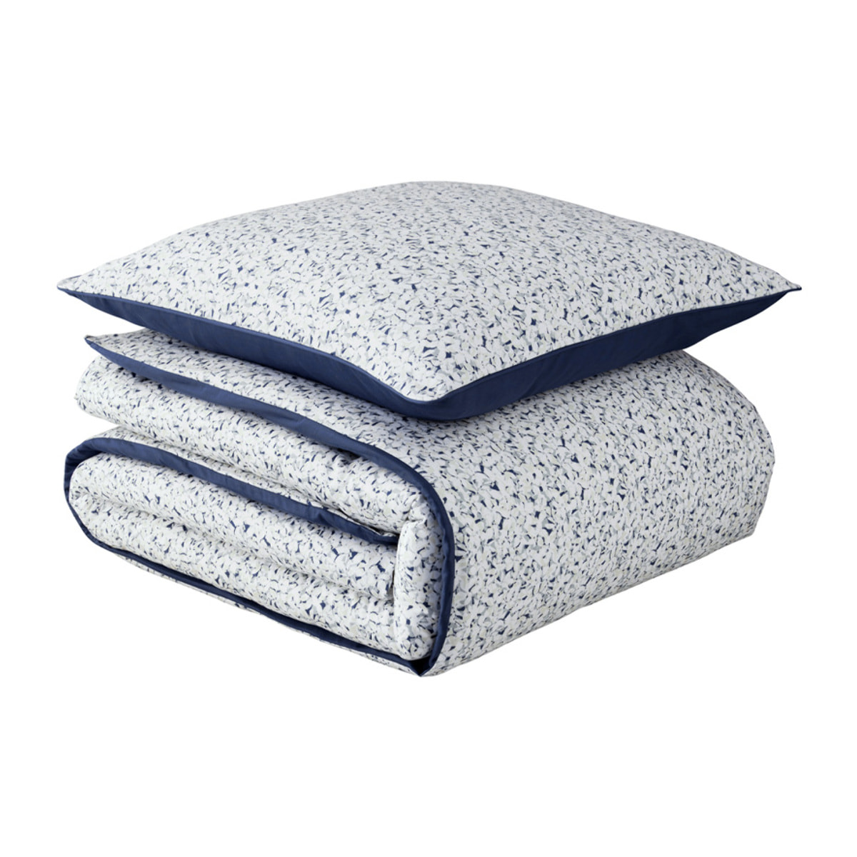 Parure de lit Housse de couette + Taie carrée en satin de coton, NUI, Bleu