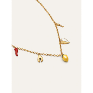 Collana Multicharm Aperitivo Marino Acciao Placcato Oro