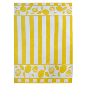 Serviette de plage XL éponge velours Jacquard Jaune 140x180 400g/m² - Limona