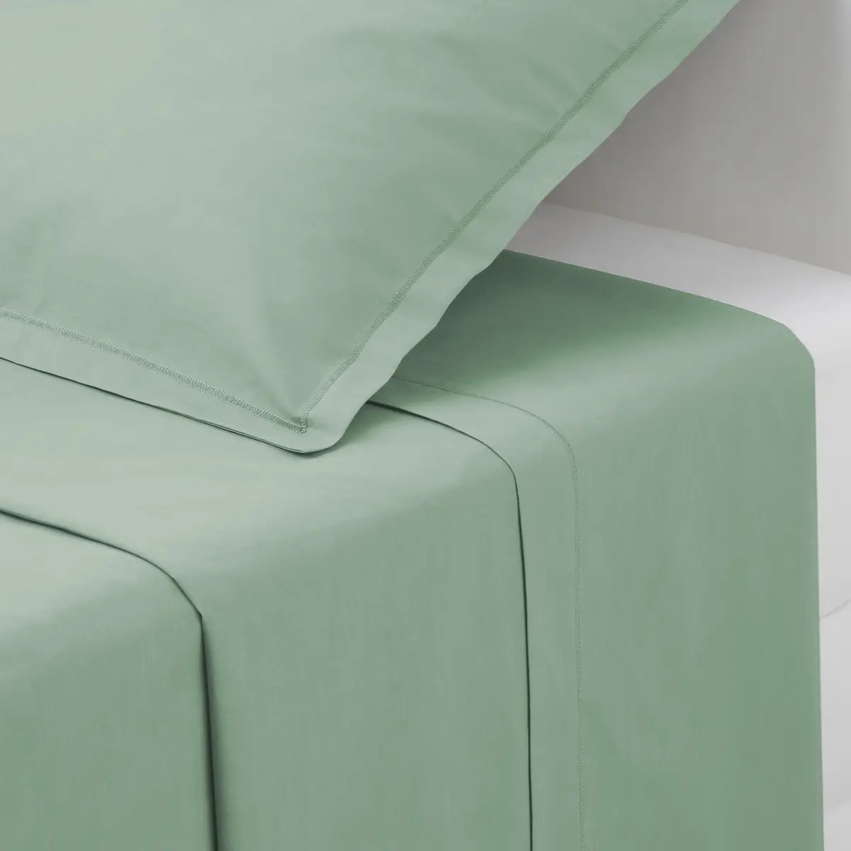 Drap plat "Carina" en coton 180x290cm vert céladon