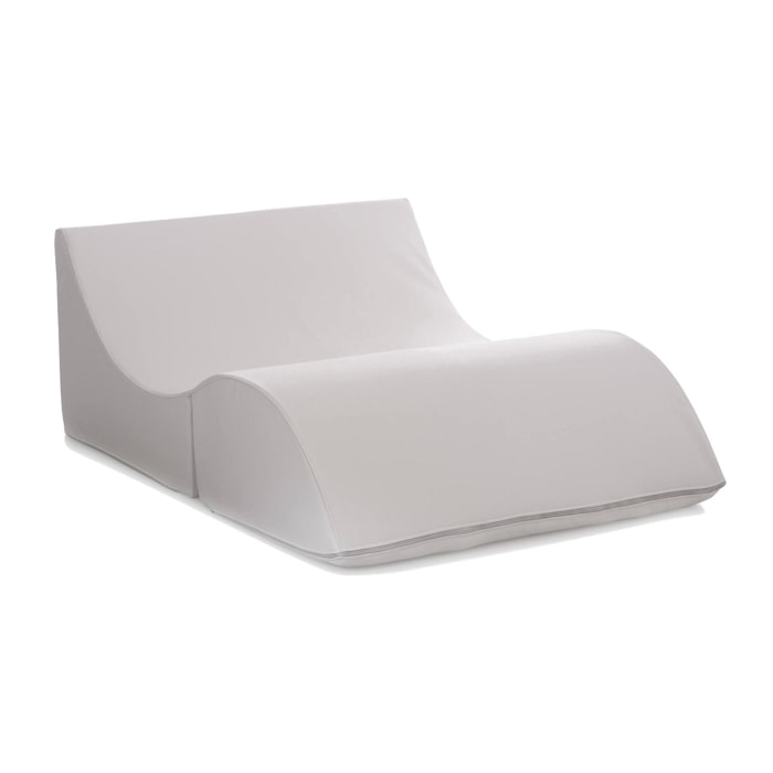 Letto pieghevole Annabella, Pouf trasformabile in letto matrimoniale, 100% Made in Italy, Pouf trasformabile in una chaise longue in ecopelle, Cm 100x200h70, Bianco