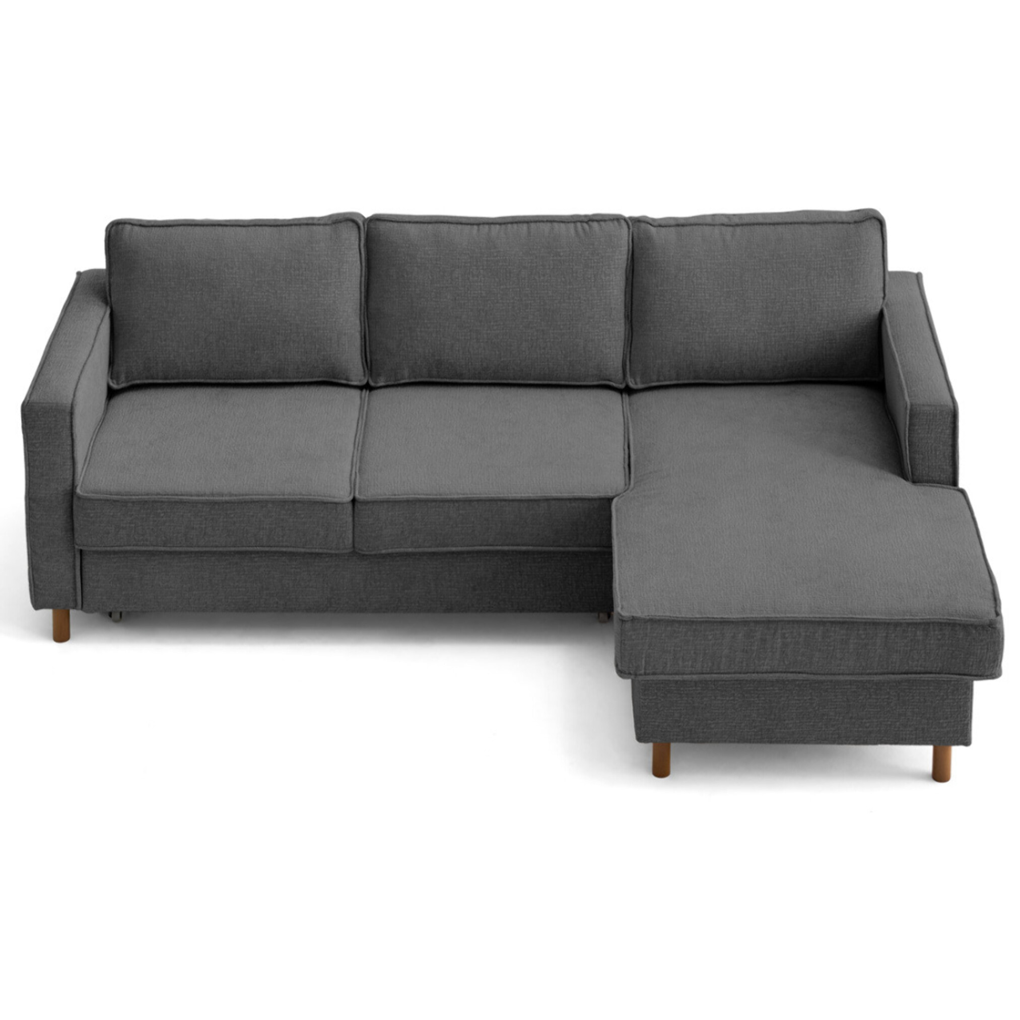 Jake - canapé d'angle droit 4 places convertible avec coffre en tissu velours relief - Gris Anthracite