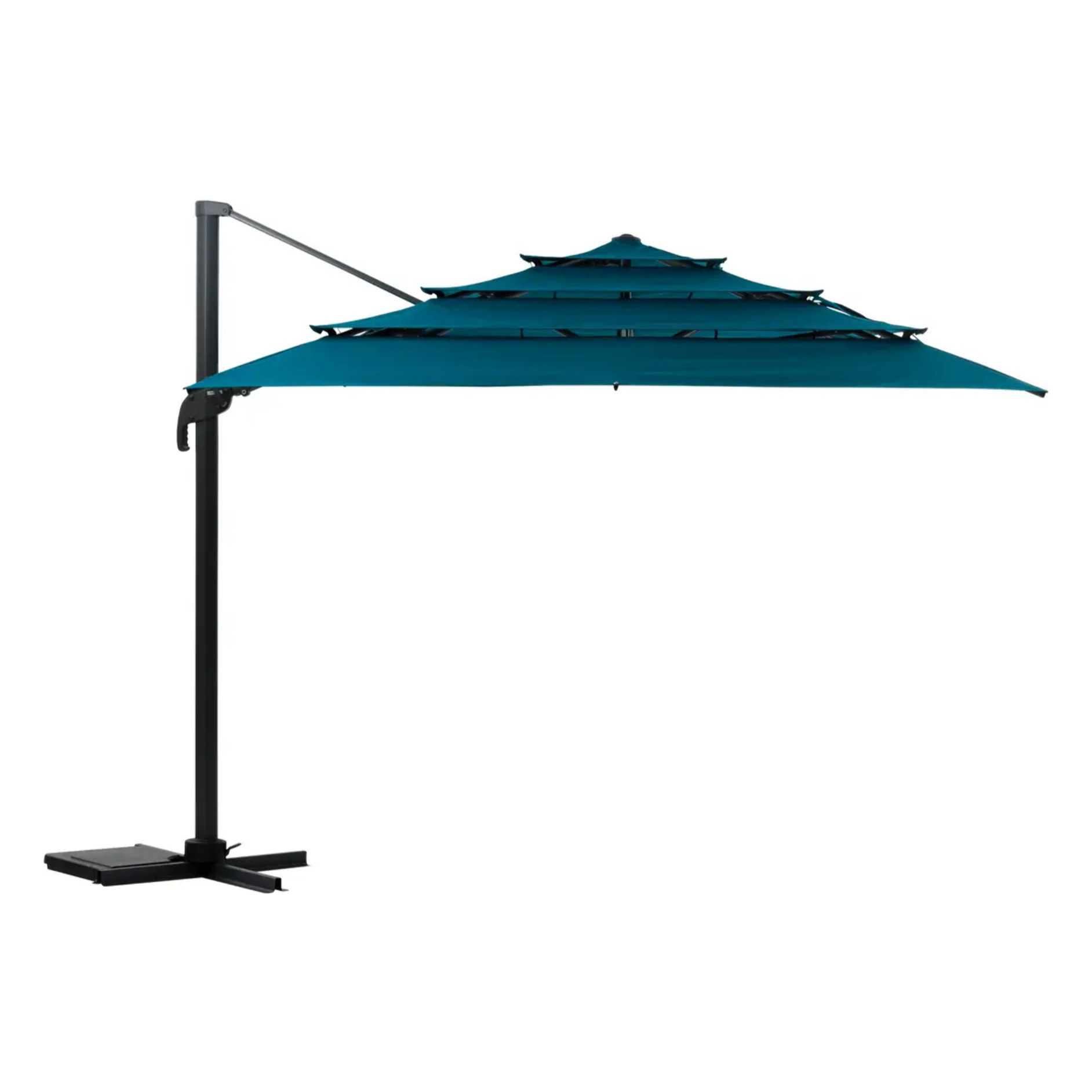 Parasol déporté rectangulaire multi-toile "Melhia" Bleu canard 4 x 3m en aluminium acier et oléfine