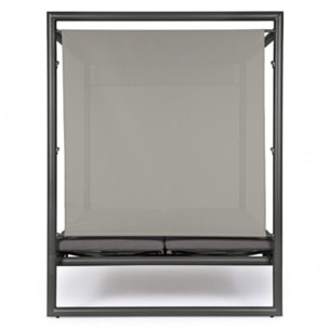 Daybed KONNOR in alluminio antracite con lettini reclinabili grigio scuro
