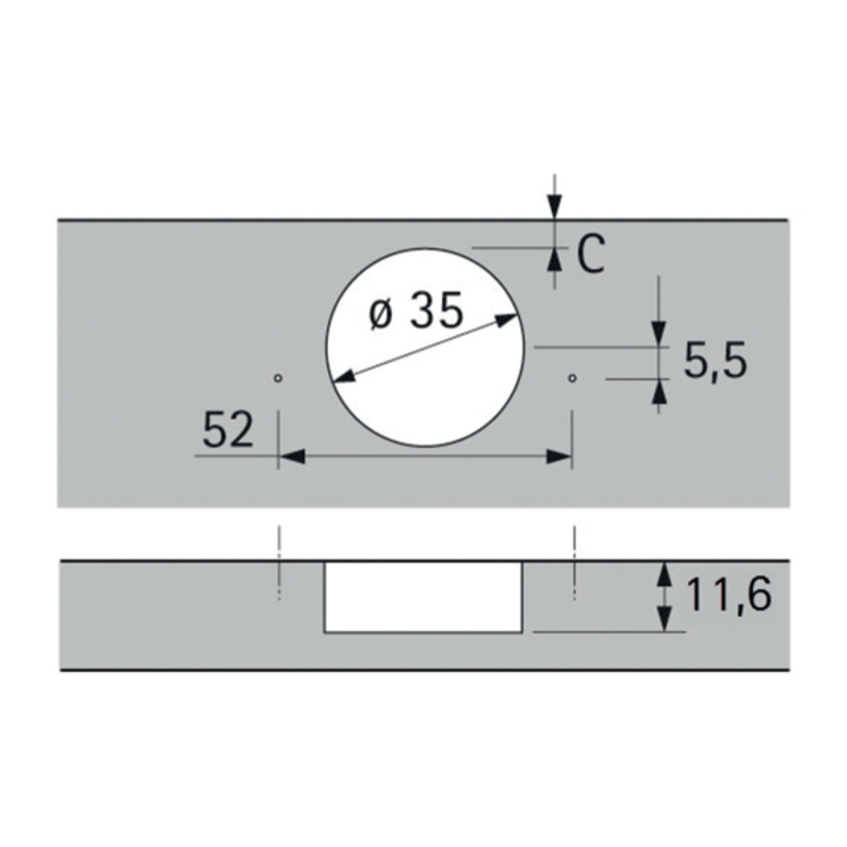 Charnière HETTICH Sensys 8657i - Base 12,5 mm TH 52 - À visser - 9099540