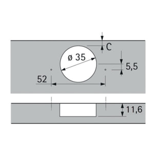 Charnière HETTICH Sensys 8657i - Base 12,5 mm TH 52 - À visser - 9099540