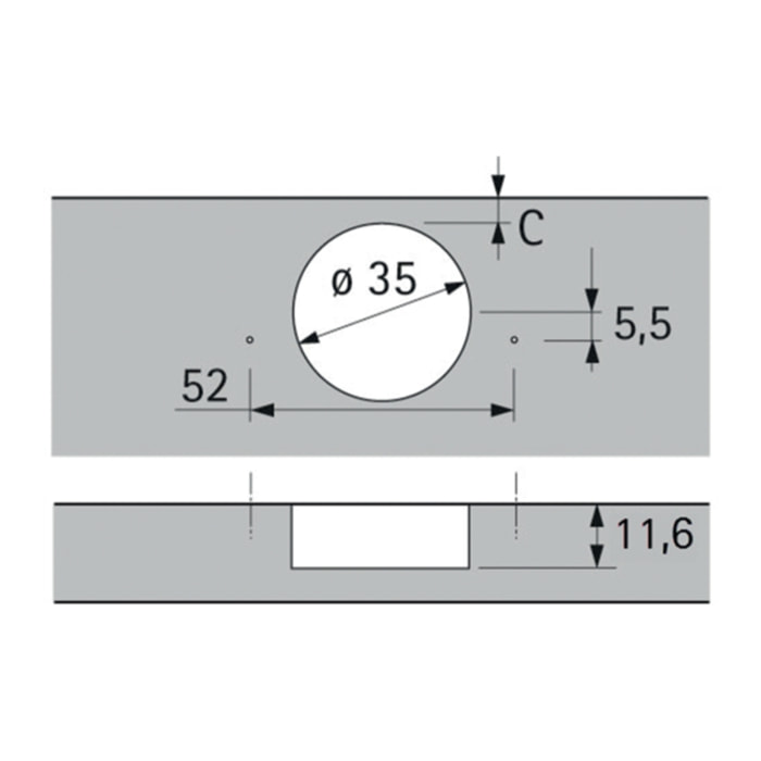Charnière HETTICH Sensys 8657i - Base 12,5 mm TH 52 - À visser - 9099540