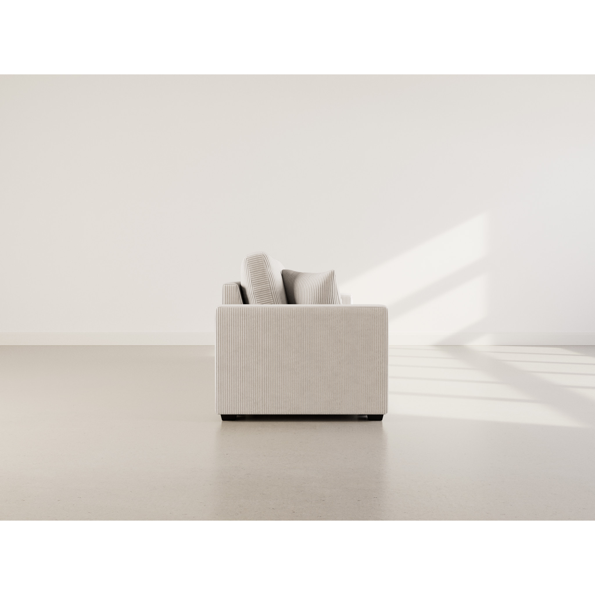 Cyrus - Canapé droit 3 places convertible en velours côtelé - Beige