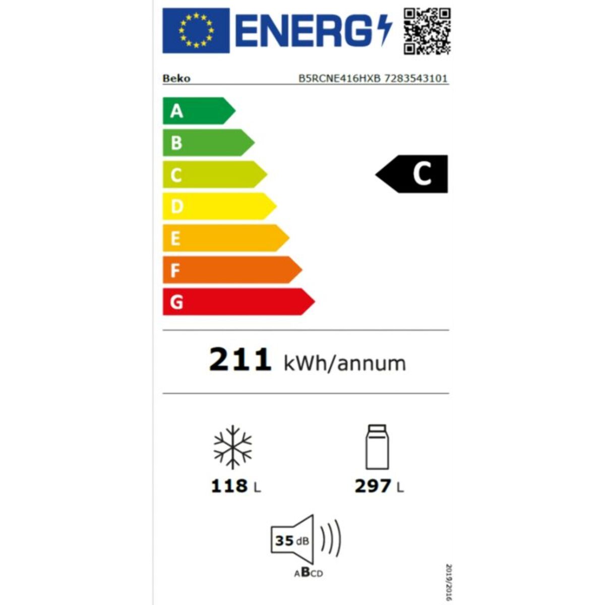 Réfrigérateur combiné BEKO B5RCNE416HXB