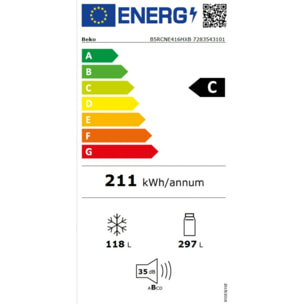Réfrigérateur combiné BEKO B5RCNE416HXB