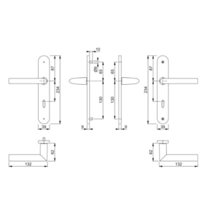 Paire de béquilles sur grande plaque Stockholm HOPPE 1140/300M Argent Alu - Bec de cane - 3303146