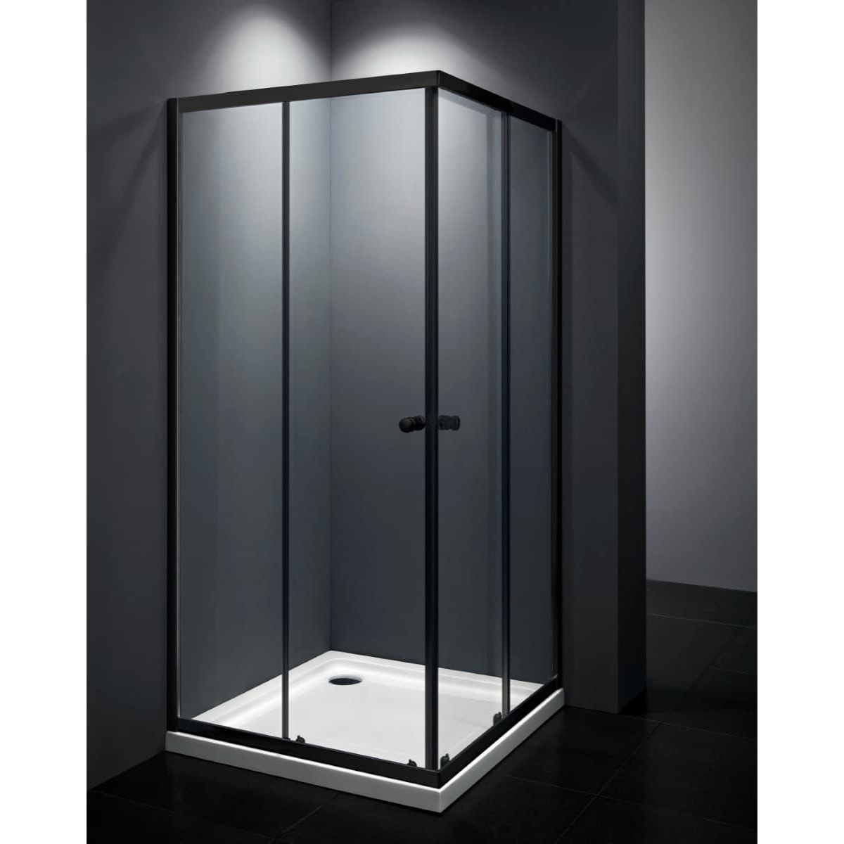 SAT PROJECT Douche 90x90cm coulissante avec profilé noir mat (SATPROMUQ90CT)