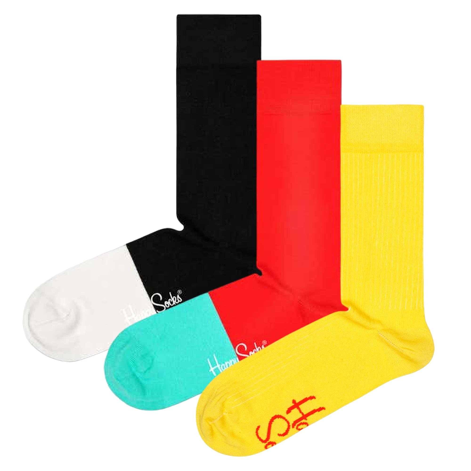 Pack 3 pares de calcetines rojo, negro y amarillo