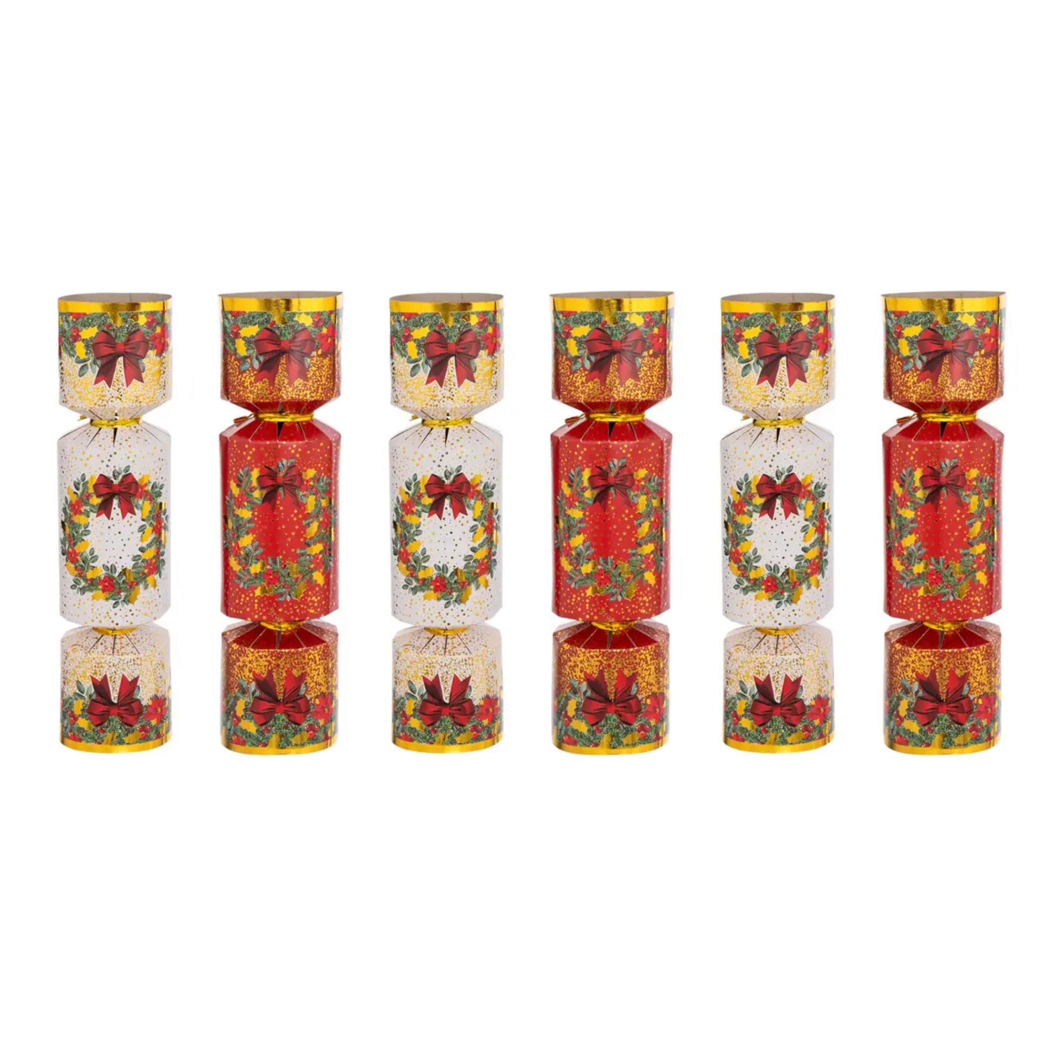 Lot de 6 crackers Couronne de Noël