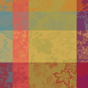 Serviette pur coton motif jacquard bordeaux orange Mille sous bois automne