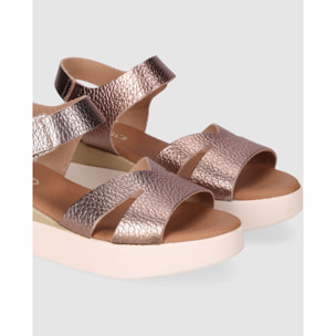 Sandalias de Piel - Bronce - Tacón: 4 cm