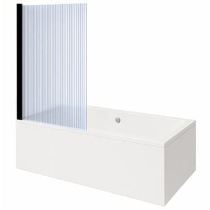 Baignoire rectangulaire Neon 180x80cm + Pare bain gauche AURYS Raywall noir mat profilé gauche