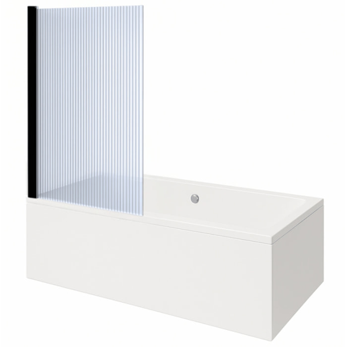 Baignoire rectangulaire Neon 180x80cm + Pare bain gauche AURYS Raywall noir mat profilé gauche