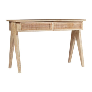 Bureau Sienna -bois massif de manguier et rotin-couleur arabica 120 x 78 x 50 cm