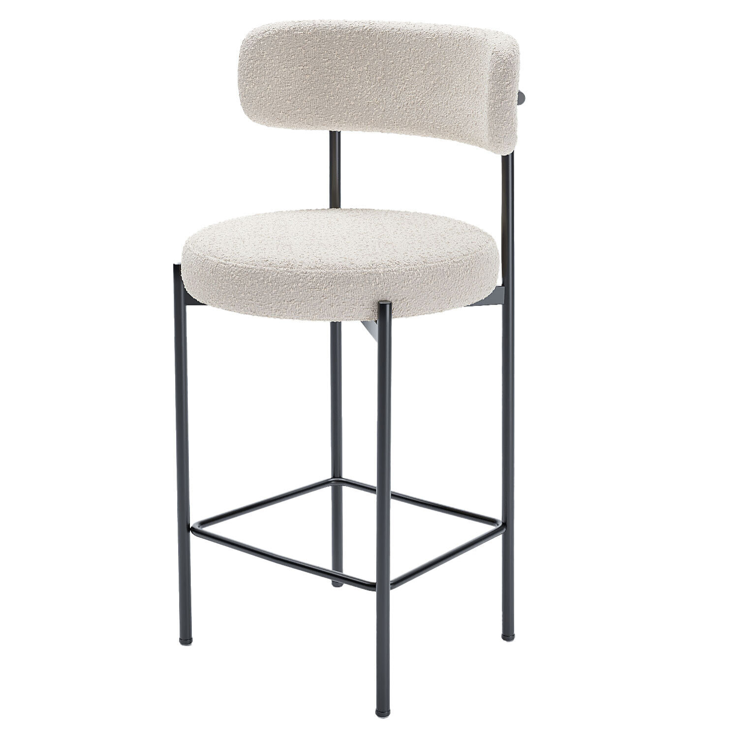 Lot de 2 chaises de bar bouclette blanche Charlotte