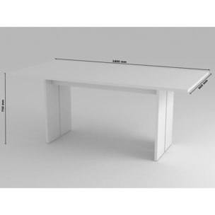 Tavolo da pranzo moderno fisso, Made in Italy, Tavolo rettangolare di design, Tavolo da cucina, cm 160x90h75, colore Bianco lucido