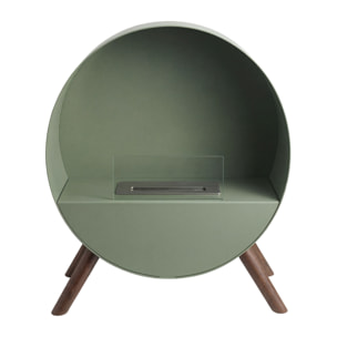 Venere - Camino a Bioetanolo da Pavimento 60x72x30 cm con Bruciatore 1 Litro e Piedi in Legno di Pino Salvia