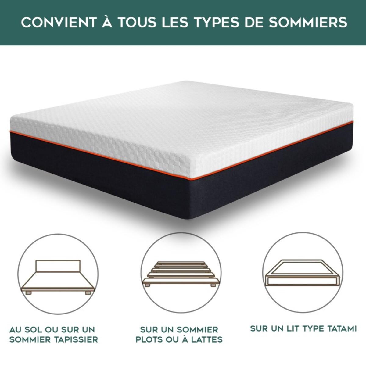 Matelas XXL | Le plus épais de sa catégorie, confort exceptionnel | Mémoire de forme, Mousse haute résilience | Soutien morphologique