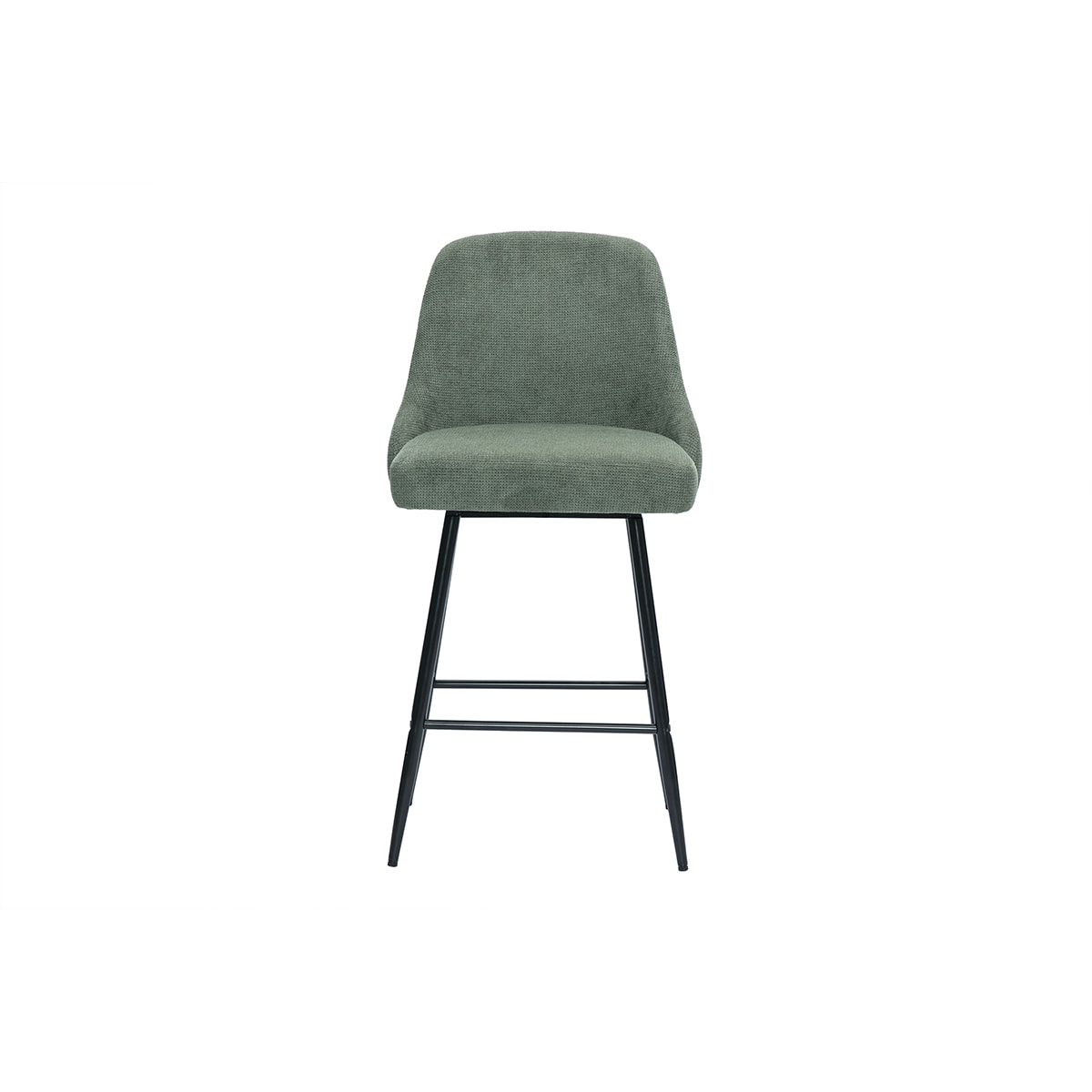 Tabourets de bar pivotants 360° en tissu chenille vert kaki et métal H66 cm (lot de 2) HASTA