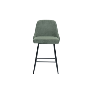 Tabourets de bar pivotants 360° en tissu chenille vert kaki et métal H66 cm (lot de 2) HASTA